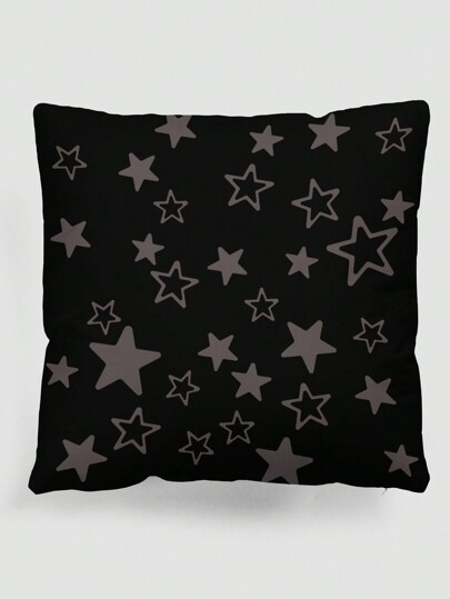 Goth 1pc Star Pattern Decorative Pillow Cover, Plush Printed Square Cushion Cover, Suitable For Home Decor In Living Room, Bedroom, Sofa, Car, All Seasons