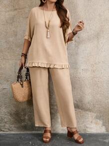 EMERY ROSE 复古乡村纹理面料 2 件套大码女士春夏装