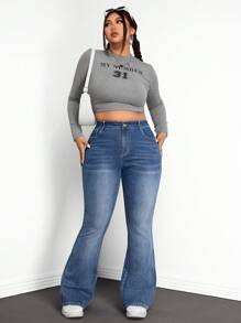 SHEIN ICON Plus Size Casual Simple Fashion Denim Jeans, Everyday Wear