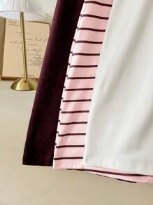 Shein Underwear&Sleepwear Basics 3 Conjuntos de vestido a rayas blanco y rojo