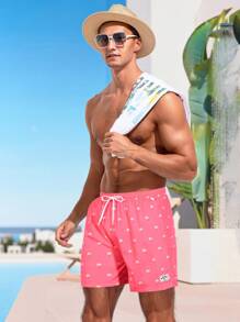 Surfspeed Men's Casual Simplistic Fashion Beach Shorts, Versatile Daily Wear - Hot Pink - View 5