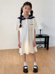 DAZY 青少年女孩秋季连衣裙，返校服装 - 白色 - 查看 3