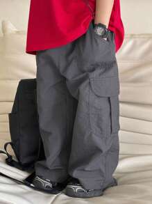 Dazy Kids Celana Kasual Warna Polos untuk Anak Laki-Laki - Dark Grey - View 1