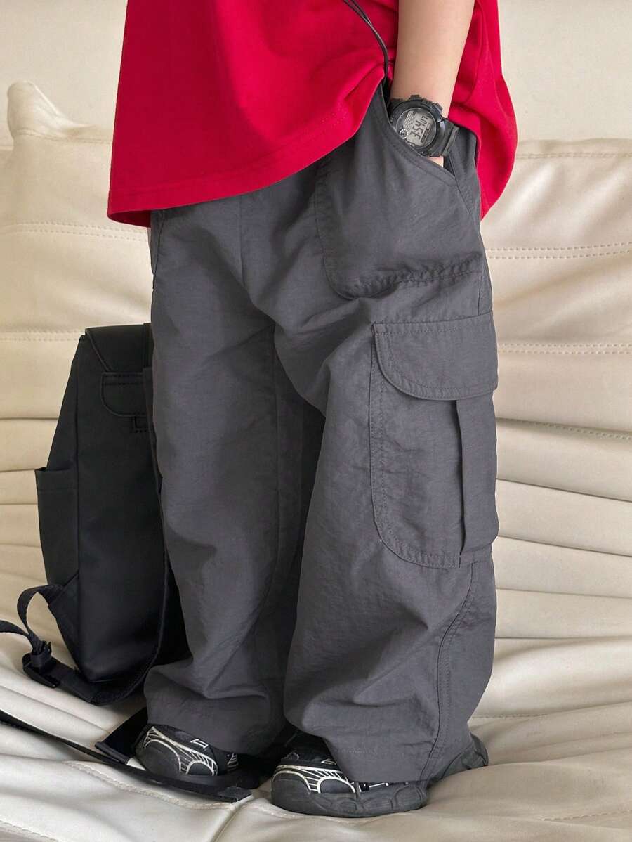 Dazy Kids Celana Kasual Warna Polos untuk Anak Laki-Laki - Dark Grey - View 1