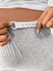 SHEIN Maternity Casual Solid Color Adjustable Waist Flared Pants - Light Grey - View 4
