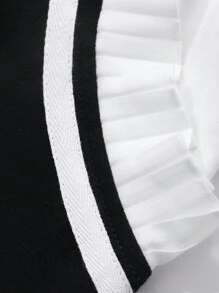 DAZY 青少年女孩休闲字母印花二合一连衣裙，青少年女孩秋季时尚，返校服装 - 黑色 - 查看 8