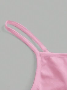 SHEIN EZwear 休闲简约粉色短款性感吊带背心，适合夏季 - 粉色 - 查看 3