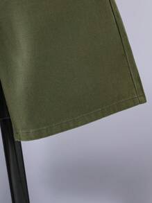 SHEIN Tween Boy 2pcs Set Fashion Casual Y2k Cargo Pocket Design Olive Green Collared Shirt & Shorts For Older Boys Denim Suit For Boy Soft Dailywear And Kids Summer Clothes