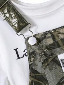 SHEIN Young Boy New Style Camouflage Denim Casual Overalls