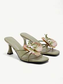 CUCCOO CHICEST Women's Red High Heel Floral 3D Sandals