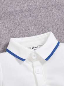 男婴纯色前开襟衬衫和短裤 2 件套，简约 - 彩色 - 查看 8