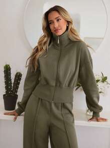 SHEIN Tall WOMAN COSY TWO PIECES LOUNGEWEAR WITH DOUBLE SIDE ZIPPER