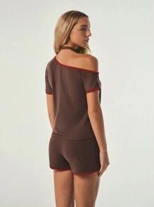 Hanevo Women Fashion Solid Color Heat Printed Letter Casual Tracksuit Sportwear For Daily Wear