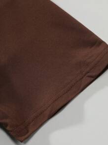 Manfinity Homme Men's Slogan Printed Round Neck Short Sleeve Casual T-Shirt - Coffee Brown - View 5