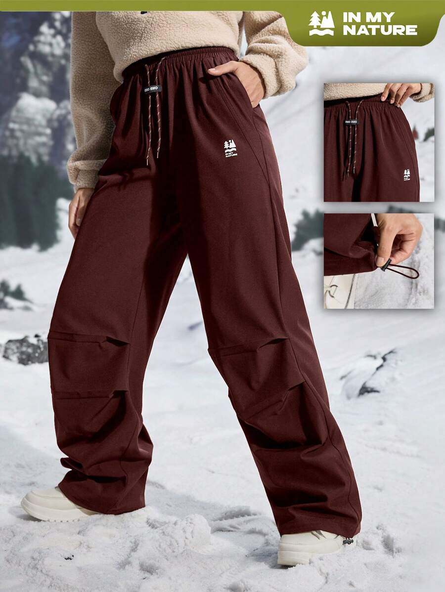 In My Nature Women's Solid Color Hiking Pants With Pockets - Burgundy - View 1