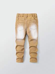 Denimly 幼儿男孩时尚休闲制服风格松紧腰纽扣门襟抗皱弹力洗水牛仔裤