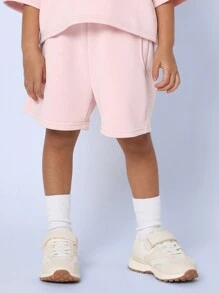 SUMWON Smwn Logo Statement Boxy Oversized Co-Ord Set Two Piece Shorts Wear Streetwear Summer Spring Casual Athleisure Sporty Fashion Week Urban Playset - 粉色 - 查看 4