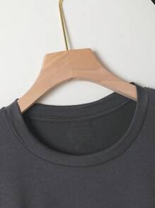 INAWLY Camiseta de mujer de talla grande con cuello redondo y hombros caídos, moda minimalista casual diaria