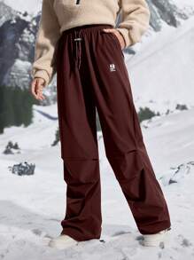 In My Nature Women's Solid Color Hiking Pants With Pockets - Burgundy - View 5