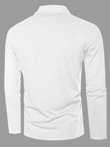 Manfinity Homme Men's Letter Graphic Long Sleeve Polo Shirt, Casual Everyday Wear, For Golf