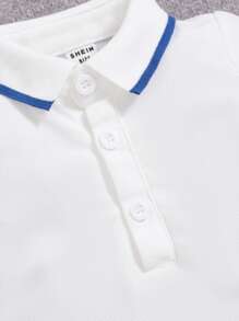 男婴纯色前开襟衬衫和短裤 2 件套，简约 - 彩色 - 查看 4