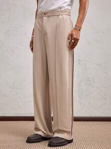 AKNOTIC Business Casual Men Knitted Long Straight Waist Casual Trousers, Suitable For Summer, Casual Wear, Holiday, Party, Couples, Graduation Gift