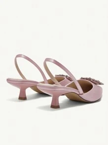 CUCCOO CHICEST 女士新款春夏尖头踝带皮带扣金属装饰高跟凉鞋 - 粉色 - 查看 7