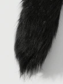 ROMWE Grunge Punk 1pc Y2K Stylish Gothic Fluffy Faux Tail Keychain, Dark Aesthetic Accessory, Suitable For Women, Daily Wear Or Holiday Gift, Halloween - Black - View 7