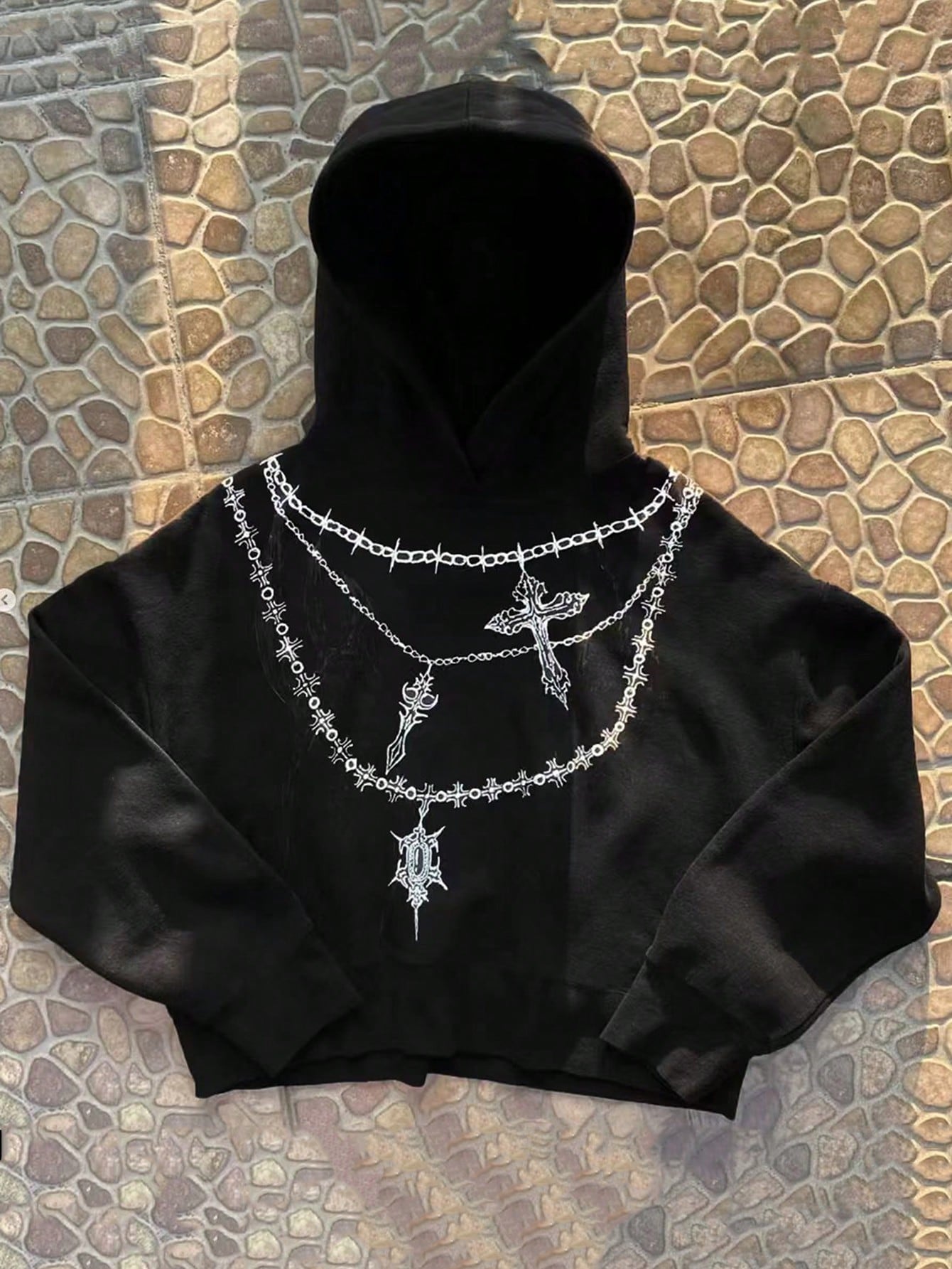 SHEIN Manfinity Dauomo Men's Chain Print Long Sleeve Casual Hoodie