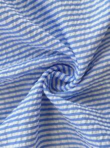 SHEIN 2 pièces/Set Ensemble Chemise à rayures de maternité et short droit avec nœud décoratif réglable, automne/printemps