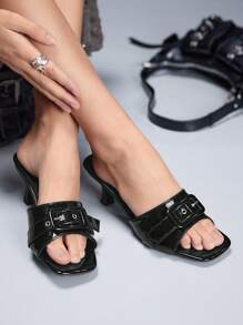 CUCCOO GRLICON 女士高跟凉鞋，Y2K风格，朋克摇滚，机车风，酷女孩，适合万圣节、圣诞节、派对 - 黑色 - 查看 3