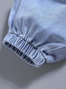 Teenage Boys' New Cargo Pocket Denim Tapered Leg Casual Pants - Light Wash - View 7