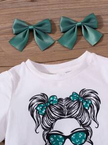 SHEIN 2pcs Baby Girl Solid Knit Round Neck T-Shirt And Fitted Knit Pants Set - White - View 8