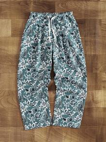 Manfinity Hypemode Men's Casual Floral All-Over Print Drawstring Waist Pants