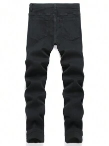 Manfinity LEGND Heren jeans met knoopsluiting en versleten casual spijkerbroek, dagelijkse kleding