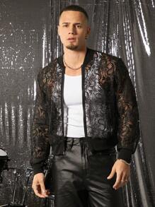 FeverCity Men's Loose Lace Rave Long Sleeve Jacket