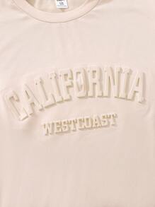 6pcs/Set Tween Boys Casual American Style Letter Embossed Multi-Color Multi-Piece Short Sleeve T-Shirt & Shorts 2 Pieces Set - Multicolor - View 6