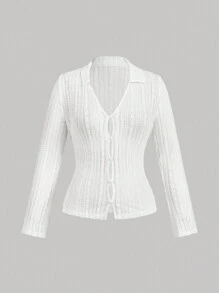 SHEIN MOD Plus Size Romantic Lace See-Through Long Sleeve Top - Beige - View 1