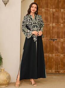 Al Najma Stand Collar Printed Women's Arabian Dress,Modest - Multicolor - View 7