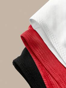 SHEIN BASICS 3pcs Plain Color Tight Knit Sleeveless Bodysuit For Women - Multicolor - View 6