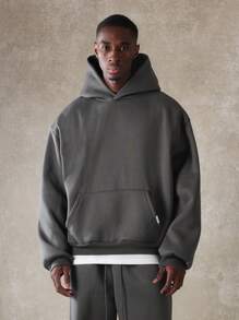 SUMWON Heavyweight Fleece Cozy Hoodie Co-Ords - Dark Grey - View 3