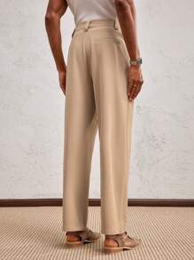 AKNOTIC Business Casual Pantalon de costume casual slim fit pour hommes, convient pour un port quotidien, cadeau de remise de diplôme - Kaki - Voir 5
