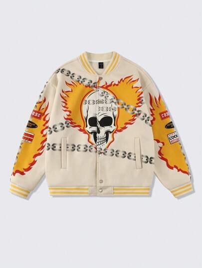 Street Life Chaqueta de béisbol de forro polar para hombres, estilo urbano