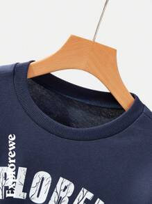 SHEIN 2pcs/Set Tween Girls Casual Round Neck Sweatshirt And Sweatpants Outfit, For Outdoor Wear In Spring And Autumn