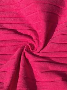 SHEIN Rib-Knit Bodycon Dress, Solid Color, Knitted Maternity Dress - Pink - View 7