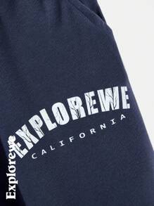 SHEIN 2pcs/Set Tween Girls Casual Round Neck Sweatshirt And Sweatpants Outfit, For Outdoor Wear In Spring And Autumn