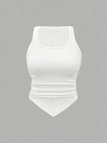 Flirla 2pcs/Set Crisscross Ribbed Hem Pleated Detail Spaghetti Strap Camisole Top In Multiple Colors Women Tank Tops Camis Elegant Fitted Tops