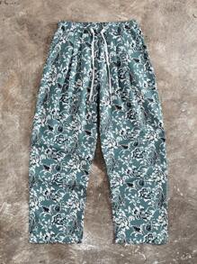 Manfinity Hypemode Men's Casual Floral All-Over Print Drawstring Waist Pants