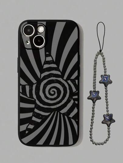 Goth 1 pezzo Custodia per Smartphone con Motivo a Spirale Pentagramma in Stile Y2K Nera