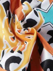 ROMWE Street Life Women's Leopard Print Elastic Waist Loose Fit Sports Shorts, Boxing Shorts - Orange - View 5